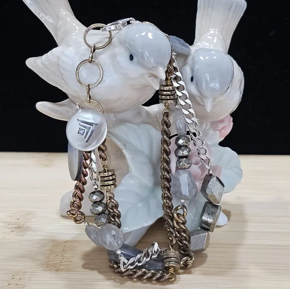 Silpada 925 Silver and Brass Gemstone and Glass Bead Bracelet - Picture 7 of 15